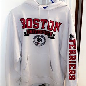 Boston university champion size medium hoodie terriers on sleeve off white
